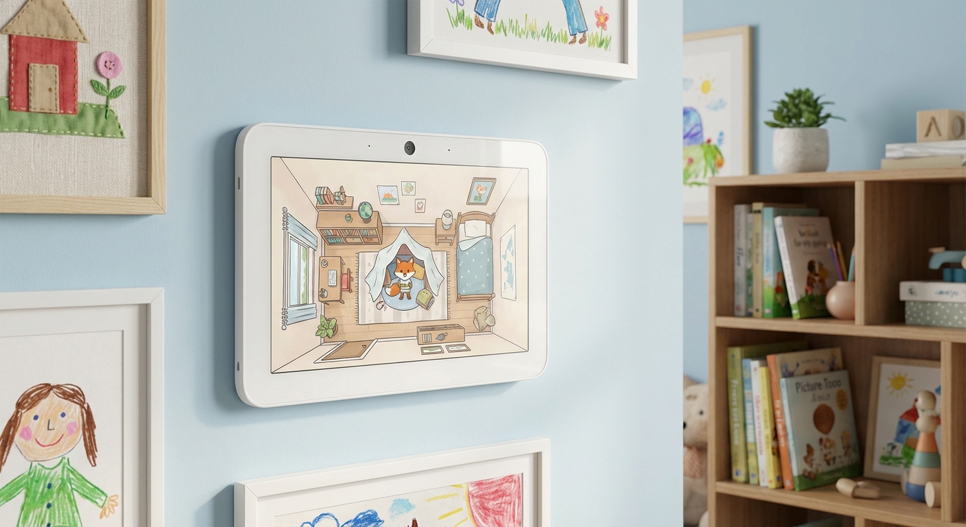 Room Pet device mounted on a kid's room wall